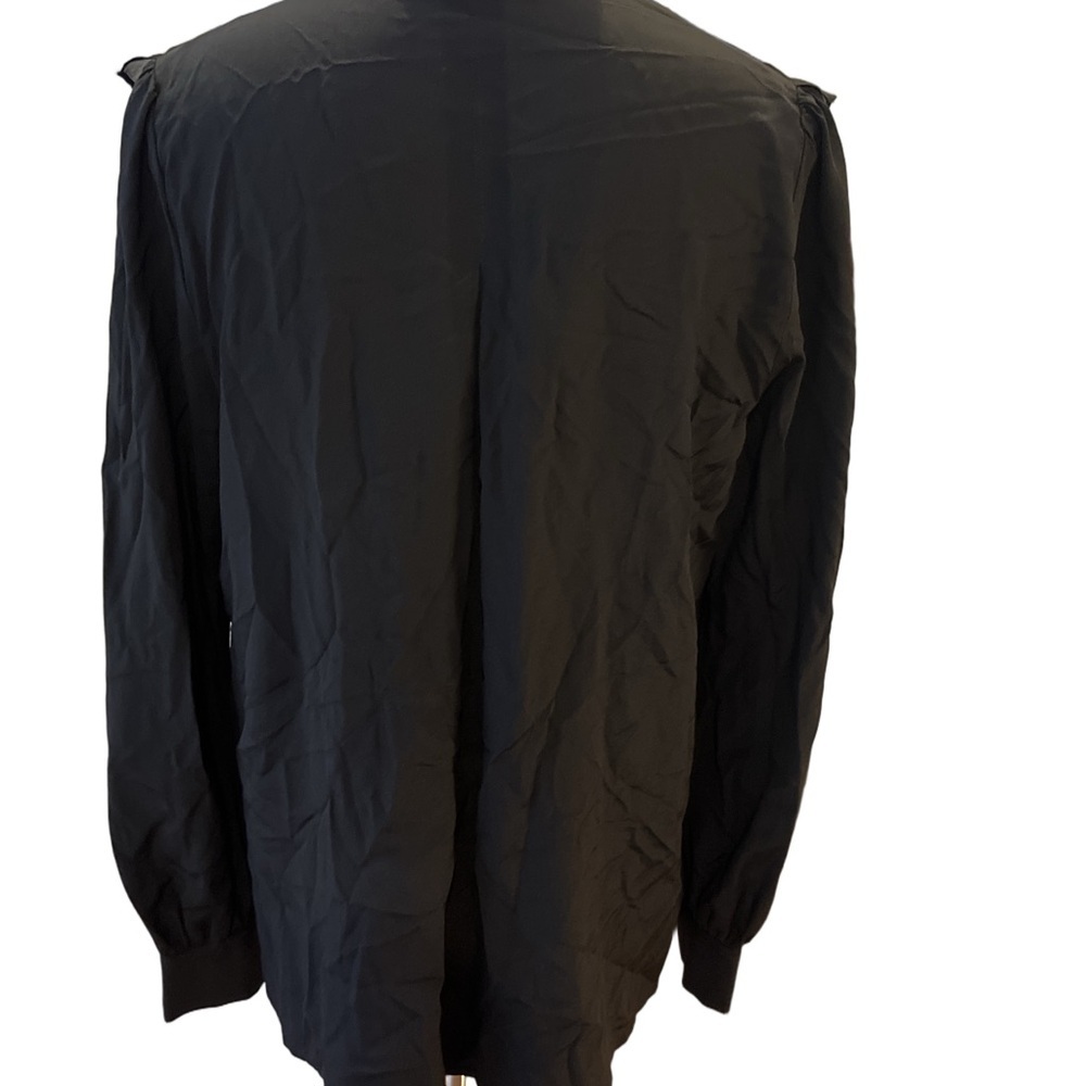 A.L.C. Black Silk Blouse with Ruffle Detail size 2 - Picture 3 of 5